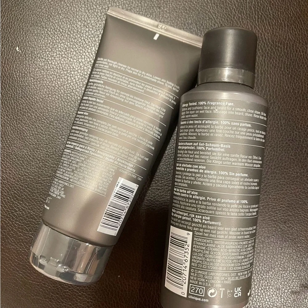 Clinique men’s face wash 6.7Qz/200ML Aloe shave gel 4.2Qz/125ML